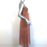 Joie Midi Dress Ambroise Copper Smocked Printed Silk Size Extra Small