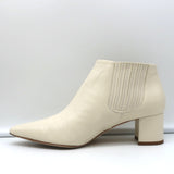 Theory Booties Cream Leather Size 37 Pointed Toe Ankle Boots