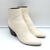 Dolce Vita Coltyn Ankle Boots Cream Leather Size 7.5 Pointed Toe Booties