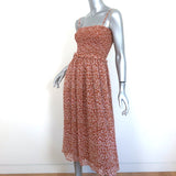 Joie Midi Dress Ambroise Copper Smocked Printed Silk Size Extra Small