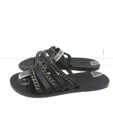 Ancient Greek Sandals Niki Chains Slide Sandals Black Leather Size 37