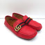 Gucci GG Marmont Web Driver Loafers Red Leather Size 38.5