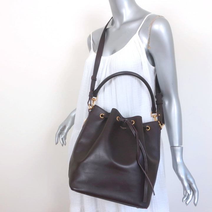 Saint Laurent Emmanuelle Large Bucket Bag Burgundy Leather Crossbody