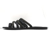 Ancient Greek Sandals Niki Chains Slide Sandals Black Leather Size 37