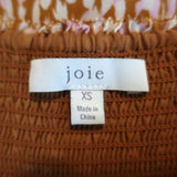 Joie Midi Dress Ambroise Copper Smocked Printed Silk Size Extra Small