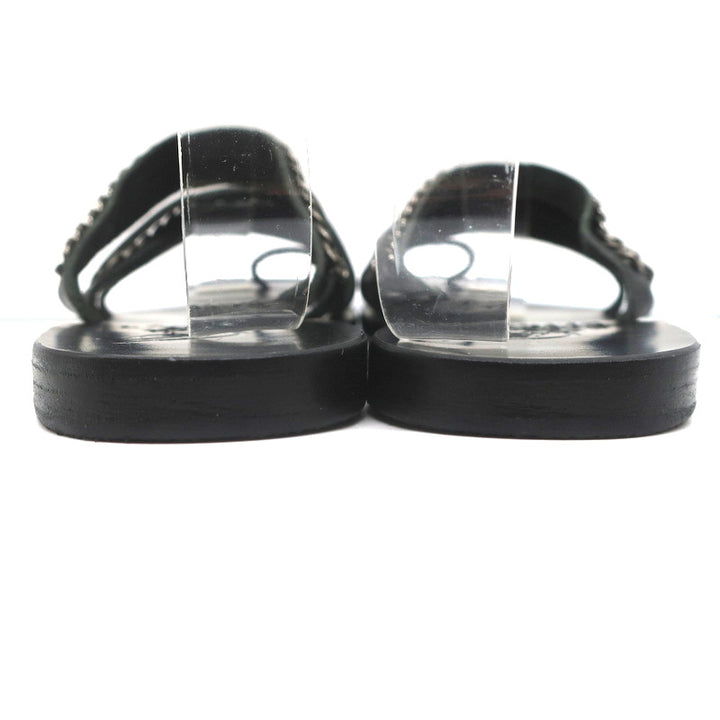 Ancient Greek Sandals Niki Chains Slide Sandals Black Leather Size 37