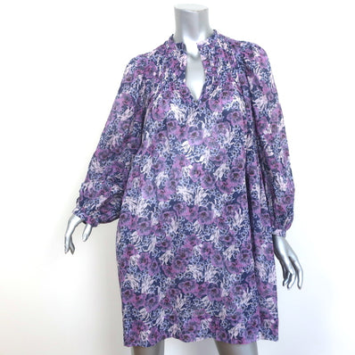 Isabel Marant Etoile Virginie Mini Dress Purple Floral Print Cotton Size 34 NEW