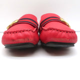 Gucci GG Marmont Web Driver Loafers Red Leather Size 38.5