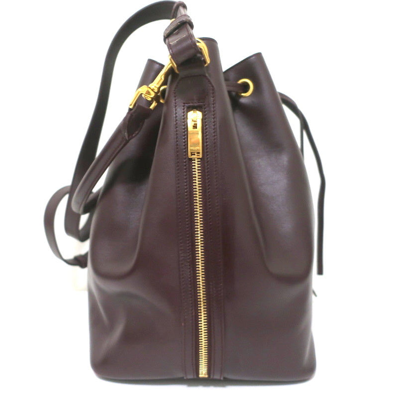 Saint Laurent Emmanuelle Large Bucket Bag Burgundy Leather Crossbody
