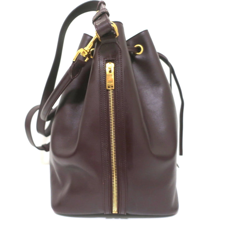 Saint Laurent Emmanuelle Large Bucket Bag Burgundy Leather Crossbody