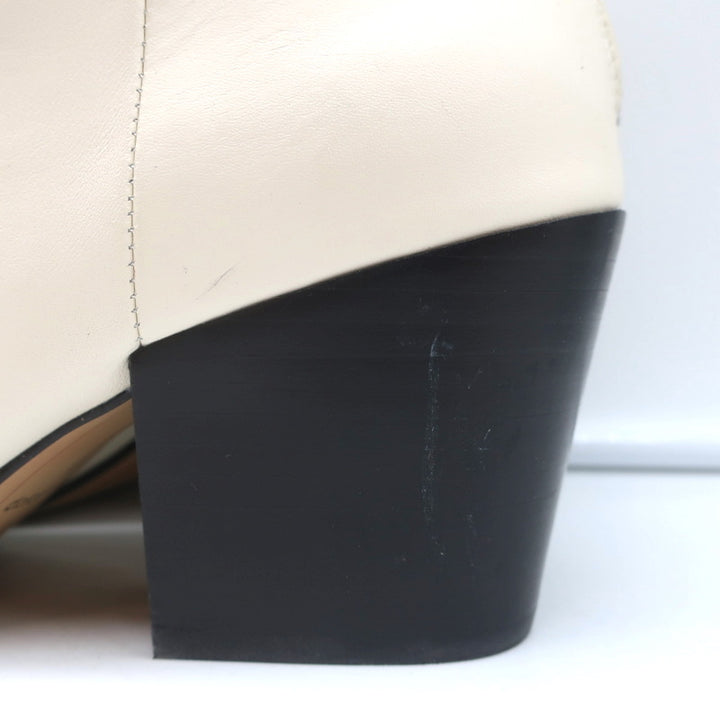 Dolce Vita Coltyn Ankle Boots Cream Leather Size 7.5 Pointed Toe Booties