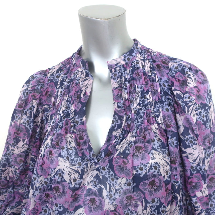 Isabel Marant Etoile Virginie Mini Dress Purple Floral Print Cotton Size 34 NEW