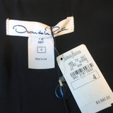 Oscar de la Renta Leather Coat Black Size 4 Asymmetric Collar Jacket NEW