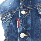 Dsquared2 Paint Splatter Jean Jacket Indigo Stretch Denim Size 46