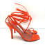 Amina Muaddi Vita Ankle Wrap Sandals Orange Crystal-Embellished Satin Size 37