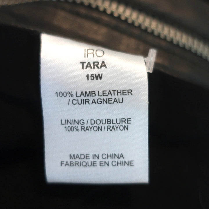 IRO Tara Leather Biker Jacket Black Size 38 Side-Zip Moto Jacket