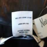 Oscar de la Renta Leather Coat Black Size 4 Asymmetric Collar Jacket NEW