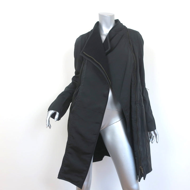 Kaufman Franco Multi-Zipper Coat Black Leather-Paneled Polyester Size 8 NEW