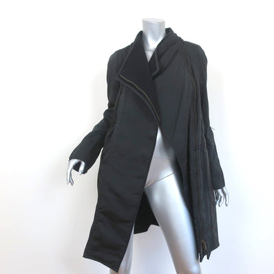 Kaufman Franco Multi-Zipper Coat Black Leather-Paneled Polyester Size 8 NEW