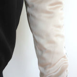 Pam & Gela Crystal Crane Embroidered Satin Bomber Jacket Black/Cream Size Petite