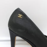 Chanel 15C Metallic Cap Toe Platform Pumps Black/Gold Buffalo Leather Size 38