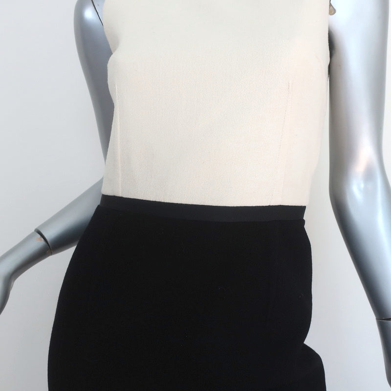 Michael Kors Two-Tone Sleeveless Mini Dress Ivory/Black Wool Crepe Size 4