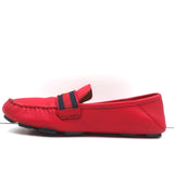 Gucci GG Marmont Web Driver Loafers Red Leather Size 38.5