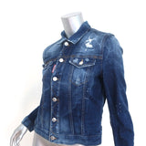 Dsquared2 Paint Splatter Jean Jacket Indigo Stretch Denim Size 46
