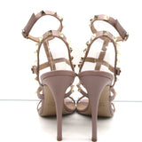 Valentino Rockstud 105 Ankle Strap Caged Sandals Poudre Leather Size 38.5 NEW