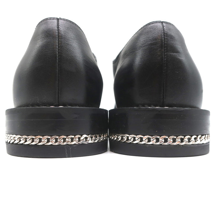 Givenchy Chain-Wrapped Derby Oxfords Black Leather Size 37 Laceless Loafers