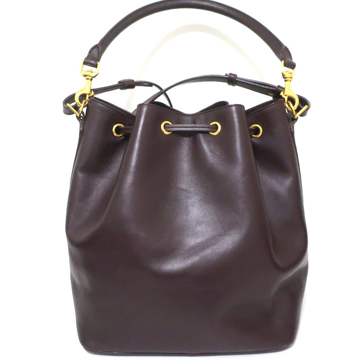 Saint Laurent Emmanuelle Large Bucket Bag Burgundy Leather Crossbody
