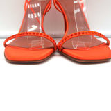 Amina Muaddi Vita Ankle Wrap Sandals Orange Crystal-Embellished Satin Size 37
