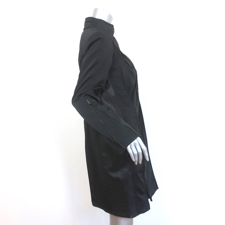 Kaufman Franco Multi-Zipper Coat Black Leather-Paneled Polyester Size 8 NEW