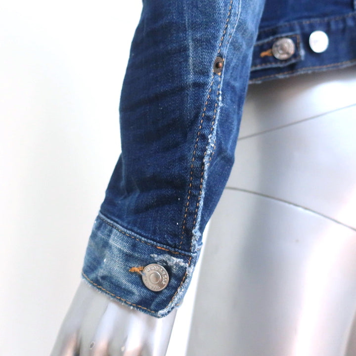 Dsquared2 Paint Splatter Jean Jacket Indigo Stretch Denim Size 46