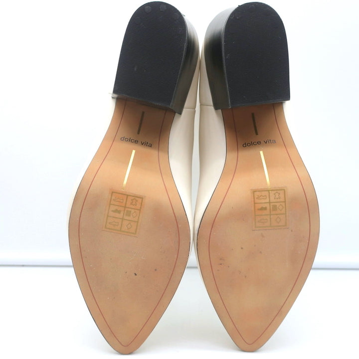 Dolce Vita Coltyn Ankle Boots Cream Leather Size 7.5 Pointed Toe Booties