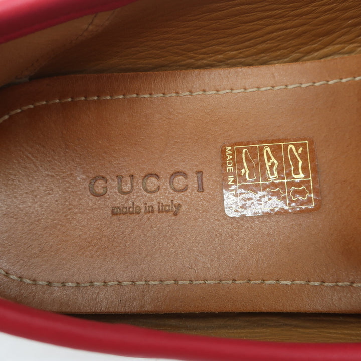 Gucci GG Marmont Web Driver Loafers Red Leather Size 38.5