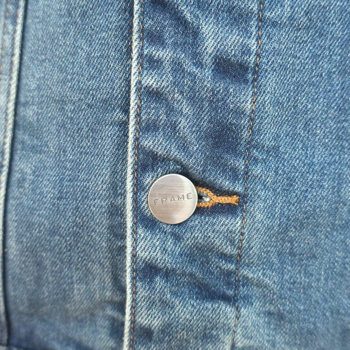 FRAME Jean Jacket Snomass Blue Stretch Denim Size Medium NEW