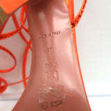 Amina Muaddi Vita Ankle Wrap Sandals Orange Crystal-Embellished Satin Size 37