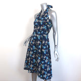 Title A Halter Dress Navy Bird Print Cotton Size Extra Small
