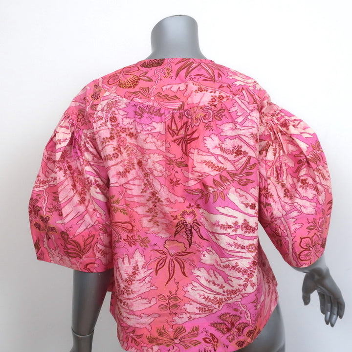 Ulla Johnson Puff Sleeve Top Lolana Camellia Floral Print Cotton Size 4 NEW