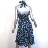 Title A Halter Dress Navy Bird Print Cotton Size Extra Small