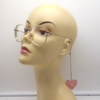 Gucci Heart Pendant Charms Square Eyeglasses Gold / Pink GG1032O 001