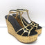Sergio Rossi Easy Puzzle Espadrille Wedge Sandals Black Cutout Suede Size 38