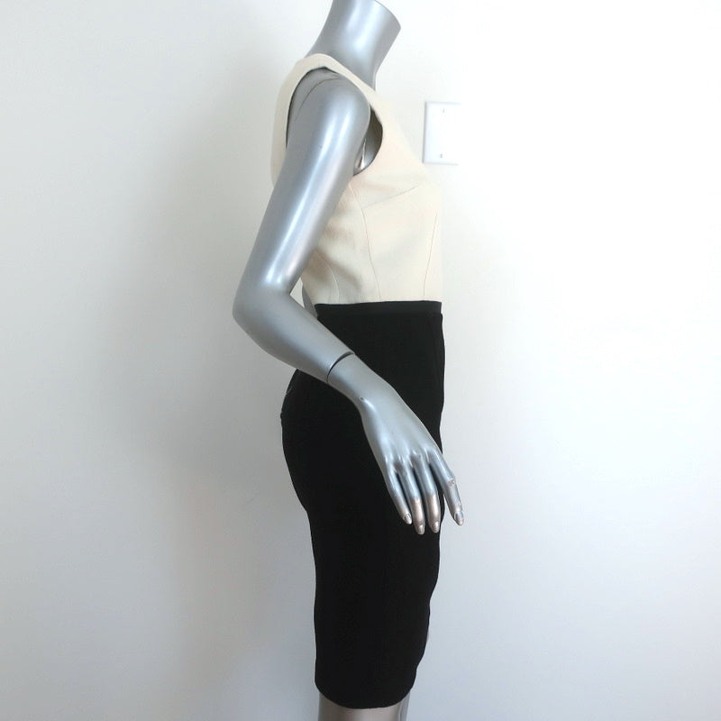 Michael Kors Two-Tone Sleeveless Mini Dress Ivory/Black Wool Crepe Size 4