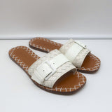 Bottega Veneta Ravello Buckle Slide Sandals White Intrecciato Leather Size 37.5