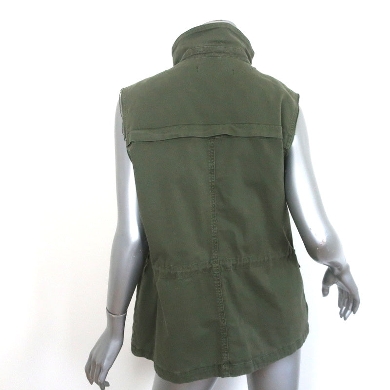 J Brand Arden Military Vest Jungle Green Stretch Cotton Size Medium
