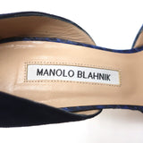 Manolo Blahnik d'Orsay Pumps Tayler Navy Suede & Snakeskin Size 39 Pointed Toe