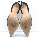 Manolo Blahnik d'Orsay Pumps Tayler Navy Suede & Snakeskin Size 39 Pointed Toe
