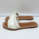 Bottega Veneta Ravello Buckle Slide Sandals White Intrecciato Leather Size 37.5