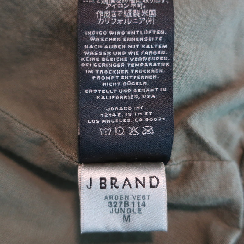 J Brand Arden Military Vest Jungle Green Stretch Cotton Size Medium